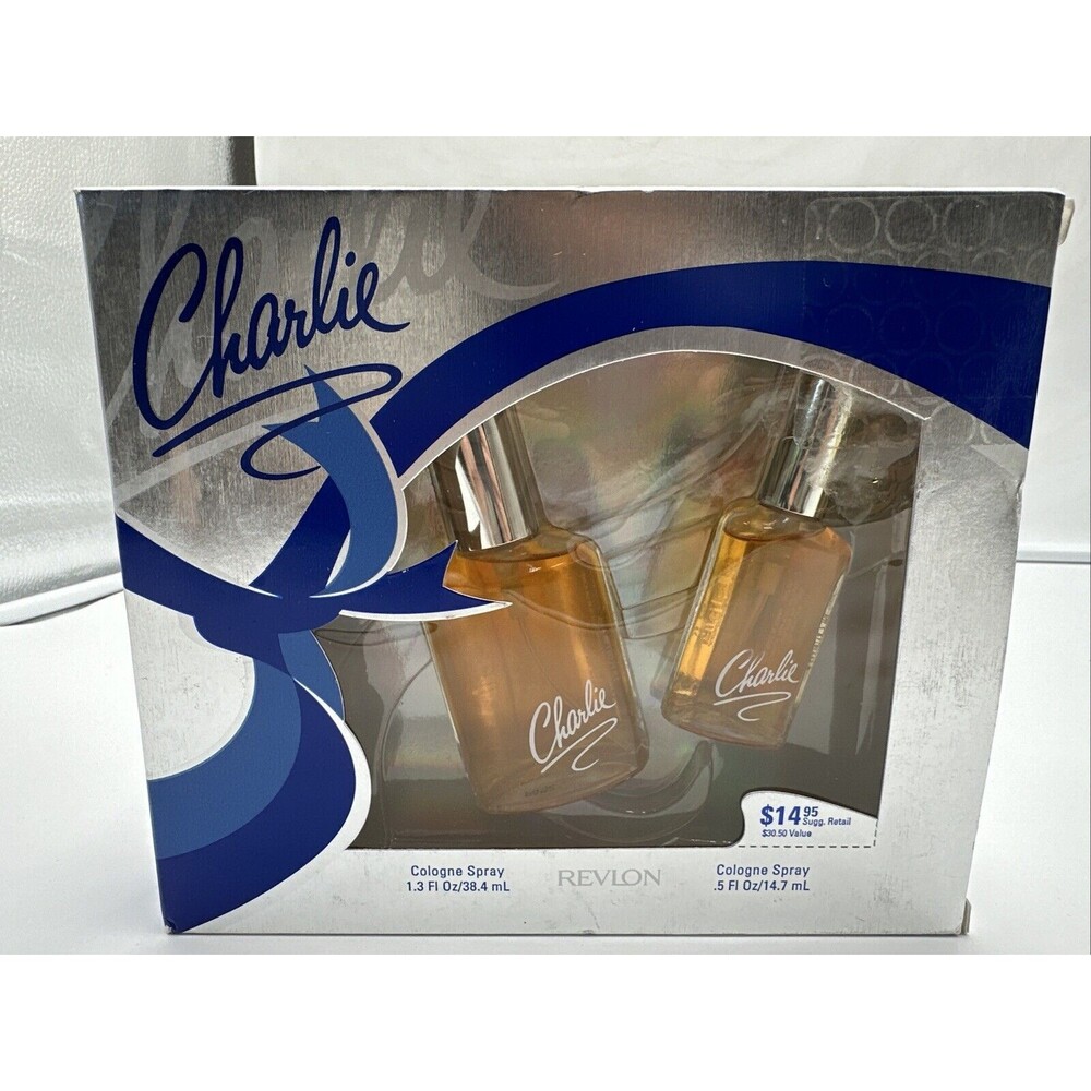 NEW Charlie by Revlon Cologne Spray 1.3 oz &.5 oz in Original Gift Box Set of 2